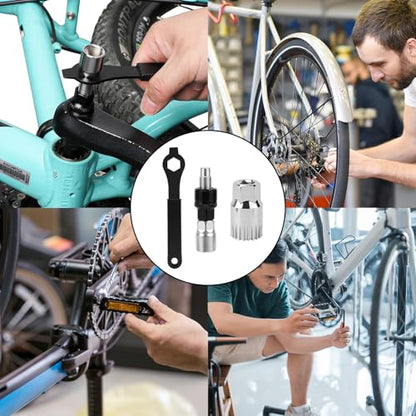 Oumers Bike Crank Extractor/Arm Remover and Bottom Bracket Remover with 16mm Spanner/Wrench. Professional Bicycle Repair Tool Kit - color: Black