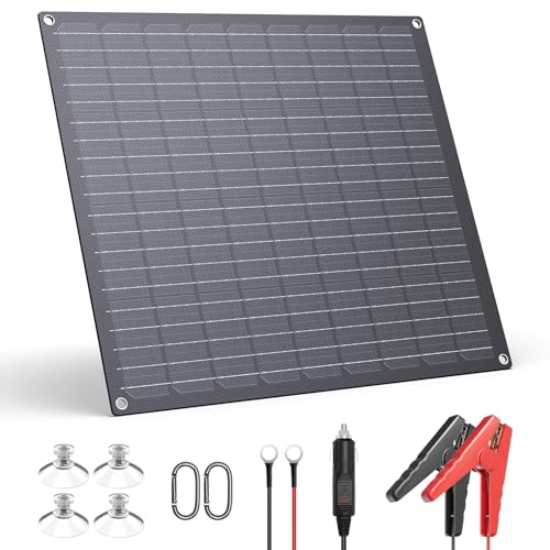ZOUPW 30W 12V Solar Battery Charger,12V Solar Battery Maintainer Trickle Charger with Built-in Intelligent Charge Controller,IP68 Waterproof for Car Boat Marine RV Trailer Motorcycle - size: 1PCS-30W