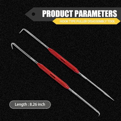 Pack-2 Hook and Pick Set Puller Remover, Precision Hook and Pick Set, Car Oil Seal/O-Ring Seal Gasket Pick Tool Set, for Most Cars (Red)