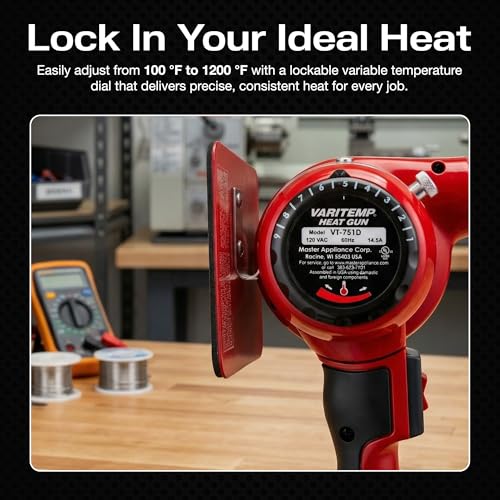 Master Appliance VT-751D Industrial Heat Gun, Quick Change Plug-In Heating Element, Variable Temperature Heat Gun, 130F to 1200F, 120V, 1740W, 14.5 Amps, Engineered In USA - style: VT-751D, 120V