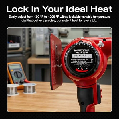 Master Appliance VT-751D Industrial Heat Gun, Quick Change Plug-In Heating Element, Variable Temperature Heat Gun, 130F to 1200F, 120V, 1740W, 14.5 Amps, Engineered In USA - style: VT-751D, 120V