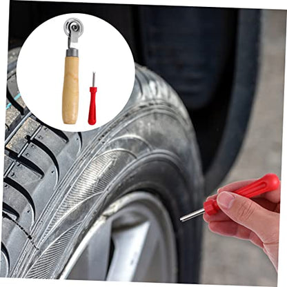 Zerodeko 2Pcs Tire Patch Roller Set with Handle Durable Tire Repair Tools for Cars Bikes Motorcycles Ergonomic Design for Efficient Patching and Valve Core Removal