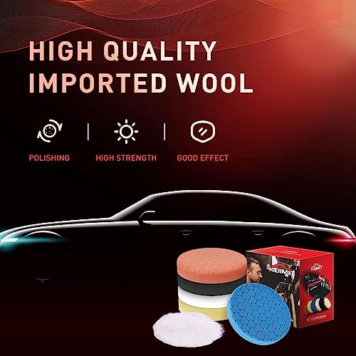 6Pc 3.5 Inch Face for 3 Inch 76mm Backing Plate Compound Buffing Sponge Pads and Woolen Pads Cutting Polishing Pad Kit for Car Buffer Polisher (Honeycomb Structure) - size: 3 inch