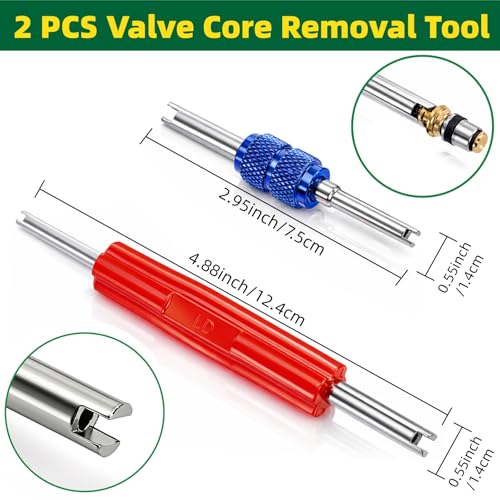 372 Pieces Car Air Conditioning Repair Kit, Car A/C R12 R134a Rubber O-Ring Set AC Valve Cores Accessories Kit with Double Head Removal Install Tool, Tire Valve Stem Cores for Most Car
