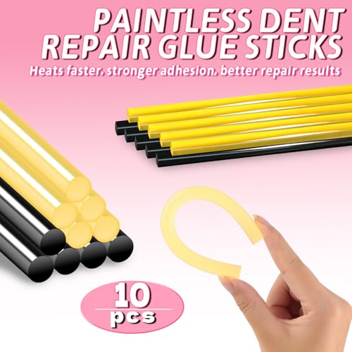 Dent Puller Kit - Paintless Dent Removal Tool with 100W Hot Glue Gun 10 Glue Sticks and 2-in-1 Slide Hammer T-Bar - for Car Body Repair Hail Damage Door Dings and Small Suction Cup - size: Dent Puller Kit-A