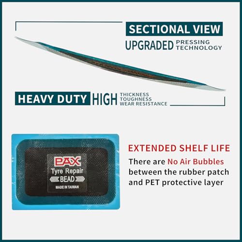 PAX Upgraded Radial Tire Repair Patches 125x60mm (10 Pack), 2-Layer Super Strong Nylon Fabric Heavy-Duty Puncture Fix for Truck & Car (Rubber Cement Required) - size: 125x60mm