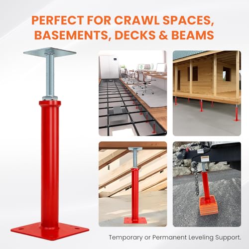4 Pack House Floor Jacks for Leveling, 11.8-16 in Adjustable Screw Support Posts, Up to 11,023 lb Each, for Crawl Space, Floor Joists and Basement Beams - size: 11.8''-16''(No Turning Bar)