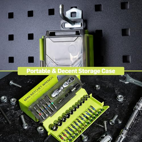 43-Piece 1/4 Inch Drive Mini/Small Tool Kit, Motorcycle Tool Kit with 72-Tooth Mini Ratchet Set & Metric Small Socket Set (4-14mm) for Tight Space