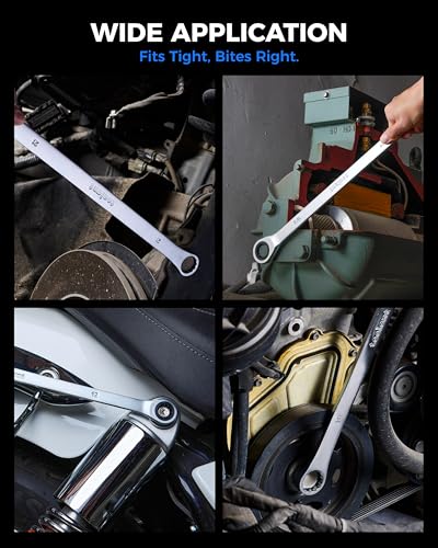 toolant 14mm Extra Long Ratcheting Wrench Metric 90-Tooth | 90-tooth ratchet with 4° swing arc, CR-V steel construction and extra-long design provide smooth access and higher torque - size: 14mm
