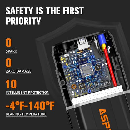 ASPERX Car Jump Starter, 4000A Peak Battery Starter for All Gas or 10.0L Diesel Engines, 12V Battery Starter, Jump Box with USBA, Lithium Battery Booster with Built-in LED Light - color: Ink