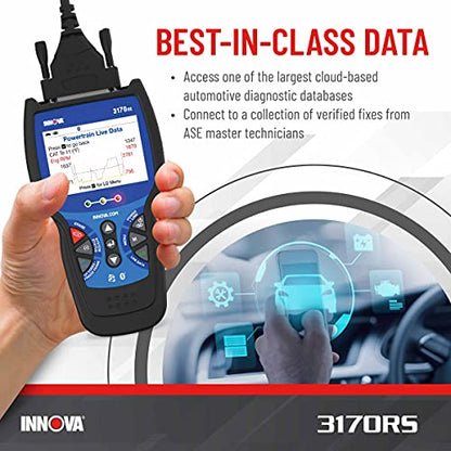 INNOVA 3170RS OBD1 & OBD2 Scanner, ABS Bleeder Scan Tool, OBD2 Diagnostic, Caliper Service, Brake Pad Life, Read/Erase ABS/SRS Codes, Reset Oil Light, Live Data, Updates Included
