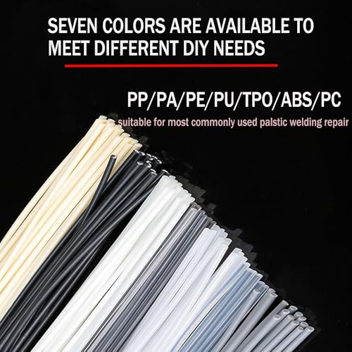 Plastic Welding Repair Rods, 7 Types PU, PP, ABS, PE, TPO, PA, PC, 8 Pieces per Type, 13 Inch, for Car Bumper Repair
