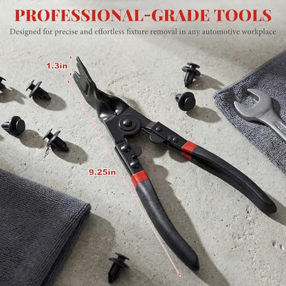 Car Panel Clip Removal Pliers, Auto Door Car Upholstery Trim Clip Removal Tool with Non-Slip Handle, Professional Automotive Fastener Push Pin Pry Pliers for SUV Sedan Lorries