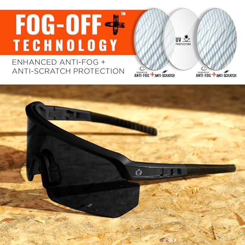Ergodyne Skullerz AEGIR Anti Fog, Anti Scratch Safety Sunglasses, High Contrast Color Enhancing Lenses, ANSI z87.1 - color: High Contrast Smoke Lens