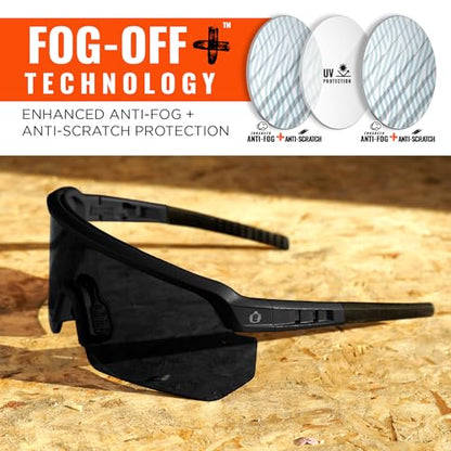 Ergodyne Skullerz AEGIR Anti Fog, Anti Scratch Safety Sunglasses, High Contrast Color Enhancing Lenses, ANSI z87.1 - color: High Contrast Smoke Lens