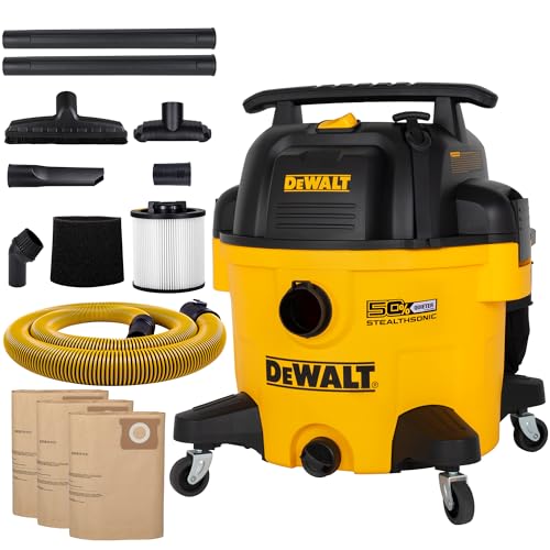DEWALT 9 Gallon STEALTHSONIC Ultra Quiet Poly Shop Vacuum Wet/Dry, DXV09P-QTA Noise Reduction Vac for Shop, Heavy Duty Shop Vacuum | Noise Reduction Vac for Shop, Heavy Duty Shop Vacuum - size: 9 gallon