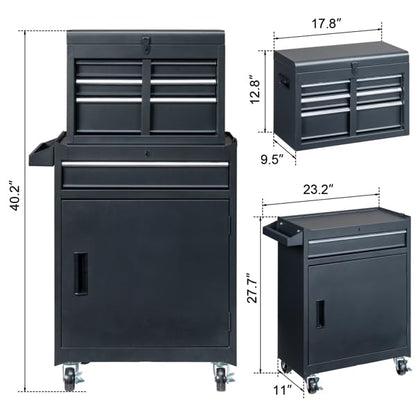 Rolling Tool Chest, Tool Box Organizer with Storage Cabinet, Portable Tool Cabinet, Rolling Tool Cart Utility Cart on Wheels, Industrial Mechanic Service Cart with Drawers for Garage, Repair Shop