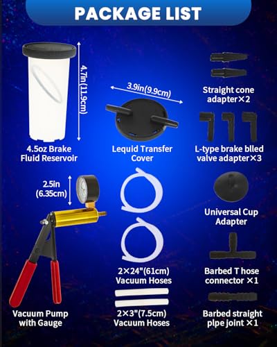 SIXIWANZI Brake Bleeder Kit with Hand Vacuum Pump and Adapters, Hand Held Brake Bleeder Vacuum Pump Kit for Car and Truck