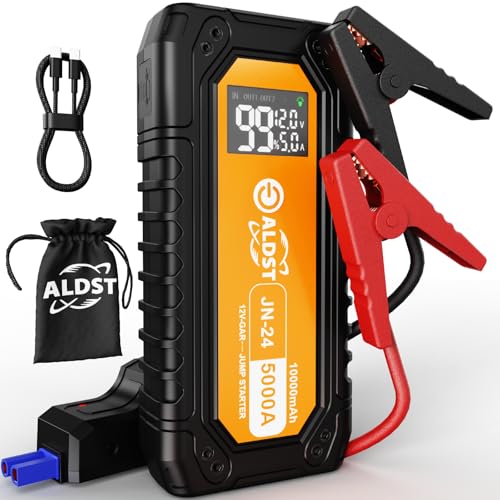 Jump Starter 5000A 10000mAh, 12V Battery Pack for 9.0L Gas 8.0L Diesel | Battery Jumper Starter Portable, PD45W Fast Charging Power Bank, LED Display Flashlight for Cars Trucks RVs