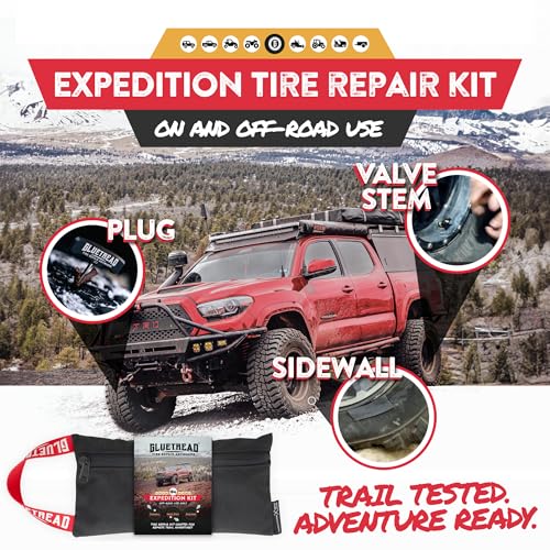 GlueTread Expedition All-Inclusive Off-Road Tire Repair Kit | Repair Any Kind of Tire Damage or Puncture | Includes Sidewall Tire Repair Patches, Plugs, and Colby Emergency Valve Stems