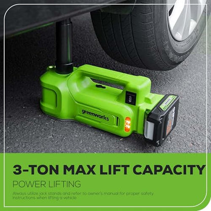 Greenworks 24V Cordless Car Jack Kit, 3 Ton Max Loading For Vehicle Weigh Hydraulic Jack with 2Ah Battery and Charger