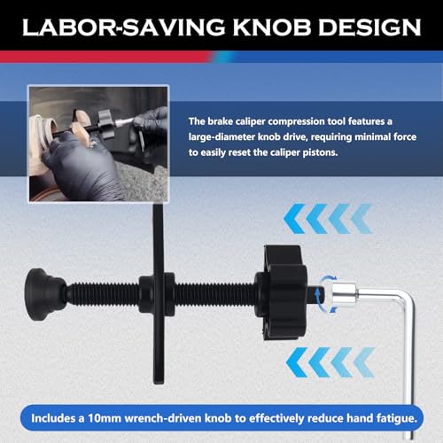 Disc Brake Caliper Compression Tool with 10mm Wrench,Heavy Duty Caliper Piston Compressor Tool Brake Pad Spreader,Professional Brakes Calipers Tools Automotive Tools