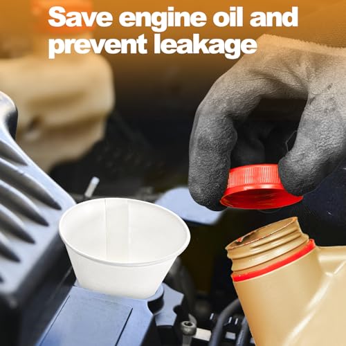 Hedume 120 Pcs Disposable Engine Oil Funnels, Paper Funnel, Automotive Car Fuel Cone Funnels Dispenser for Motor Oil, Water, Engine Oil, Gas, Coolant