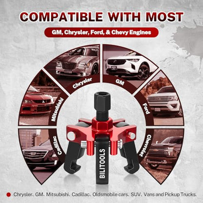 BILITOOLS Adjustable 3-Jaw Harmonic Balancer Puller for Crankshaft Dampers | Heavy-Duty 45# Steel Removal Tool with 4 Forcing Rods and Storage Case for LS, GM, Chevy, Chrysler and Ford Engines - size: Compact