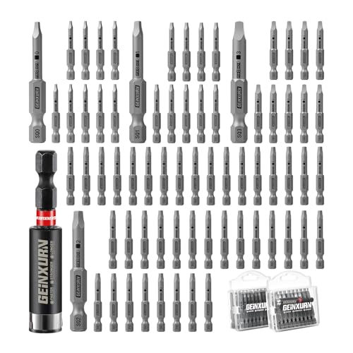Geinxurn 71Pieces Fixedge Screwdriver Bit Set, 2Inches #1#2#3 Square Magnetic Alloy Steel Insert Power Bits Tips with Impact Bit Holder and Portable Storage Cases for Home Repair - style: FXSQ050-071
