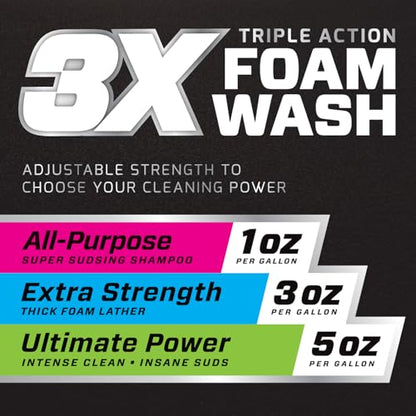 Mothers Triple Action Foam Wash, 16 oz. (05616) | pH Balanced, Eco-Friendly, Super-Sudsy, Foam Cannon, Won't Stripping Wax, Sealant or Coating, Super Concentrated - size: 16 Fl Oz (Pack of 1)