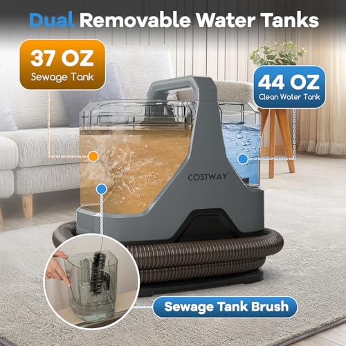 COSTWAY Upholstery Cleaner Machine, Portable Spot Cleaner with 15Kpa Powerful Suction, 600W Cleaning Machine with Versatile Attachments for Couch, Stairs, Carpet, Pet Messes