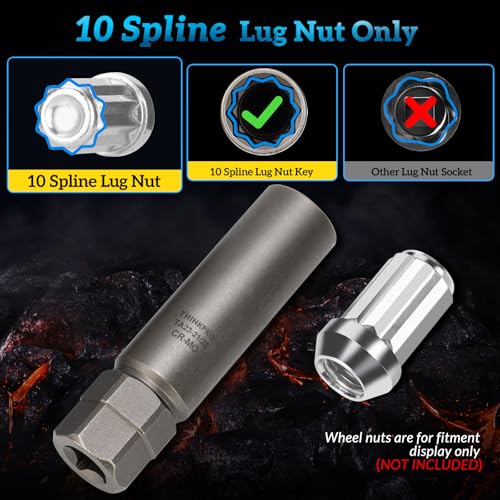 10 Spline Lug Nut Socket Compatible with Bimecc 10 Point Socket | Dual Drive 10 Spline Lug Nut Key,Replacement for Ta20 17/19,TA20-19/21 TA23-21/22 Wheel Lock Nuts - color: 3 Pipces