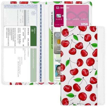 Car Registration and Insurance Holder, with Magnetic Closure for License, Cards and Documents, All Vehicle Needs and Car Accessories (Cherry) - color: Cherry