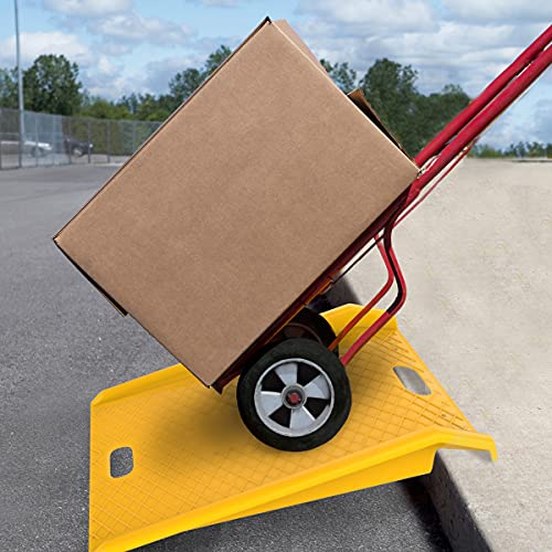 Curb Ramp - Heavy Duty, Portable Ramp with 1000lb Weight Capacity - for Furniture Dollies, Hand Trucks, or Moving Carts by Stalwart (Yellow) - size: Heavy Duty