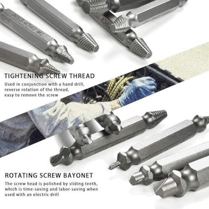 JIAOLUIOLI Damaged Screw Extractor Set, 6PCS Stripped Bolts Extractor Kit, Easy Removal of Rusty & Broken Drill Bits, Drill Bit Bolt Remover and Extractor, Broken Stripped Screw Extractor (Gold)