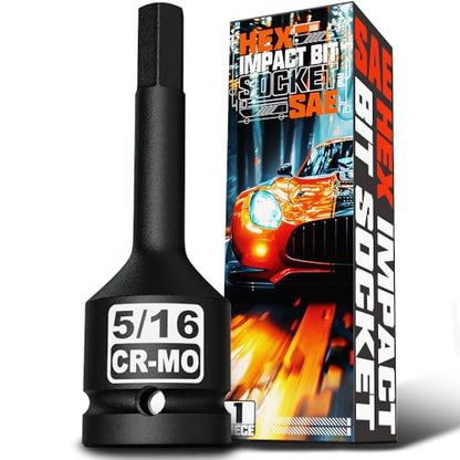 1/2" Drive H5/16-Inch Impact Hex Bit Socket, SAE Allen Bit Socket, Cr-Mo Steel, Removing Loosening Hexagon Bolts - size: 1/2" H5/16 Deep
