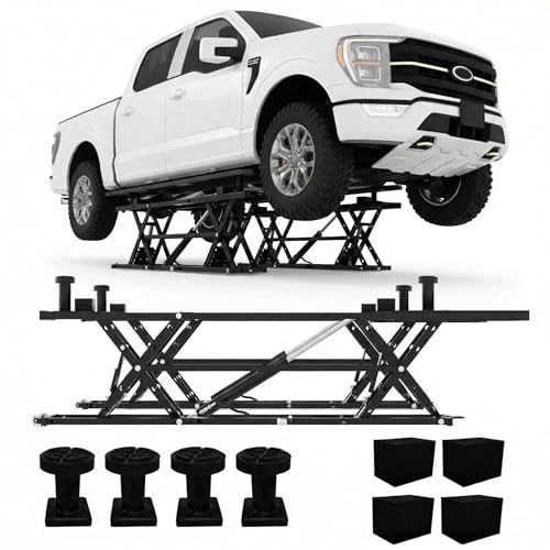 Garvee Portable Car Lift, 7,000 LBS Capacity, 26.8" Max. Height, Heavy-Duty Carbon Steel Truck Lift with 120V Power Unit