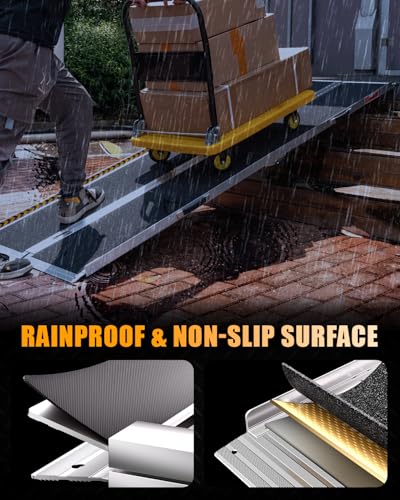 VNN Portable Wheelchair Ramp 7FT, Seamless Non-Slip Aluminum Ramps for Wheelchairs for Home, Handicap Wheelchair Ramps for Home Steps, Aluminum Loading Dock Plates, Doorways, Black - size: 7FT (Usable height 7-21 inch)