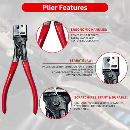 Electrical Disconnect Pliers for Cars 5-Piece - Electrical Connector Disconnect Tool Set, Automotive Plug Connector Separator Removal Tool & Hose Clamp Pliers(large Straight+60 Degree)