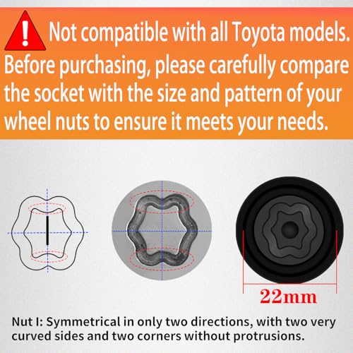 I-Wheel Locking Nut Key Compatible with Toyota, Lexus, Tacoma | Wheel Lock Nut Socket Adapter, Anti-Theft Lug Nut Removal Tool, Anti-Theft Screw Remover, Repair Tool, Tyre Fitting, garage - size: Socket I