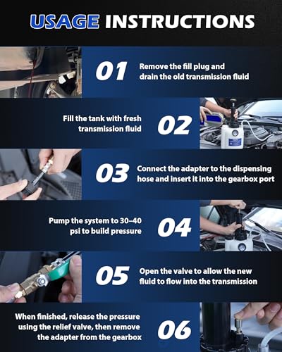 3L Transmission Fluid Transfer Pump w/ 12 ATF Adapters | Automotive Fluid Pressure Pump for Refilling Transmission, Differential and Gear Oil, Manual Car Oil Dispenser Pump - size: 3L, Manual