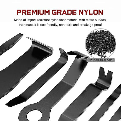 Nilight 8PCS Auto Trim Removal Tool Kit No-Scratch RemovalTool Kit for Car Audio Dash Panel Window Molding Fastener Remover Tool Kit-Black - color: Black, size: 8Pcs