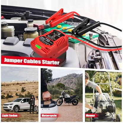 Jump Starter Adapter for Milwaukee 18V Li-ion Battery Powered with Jumper Cable Clamps Portable Car Battery Charger Jump Starter(Battery Not Included) - style: For Milwaukee
