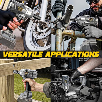 DIYtoolifz Cordless Impact Wrench 3/8” Compatible with Dewalt 20v Battery: 600 Ft-lbs High Torque Impact Driver, 3100RPM Brushless Electric Impact Gun with 4-Mode Speed, LED Light(Bare Tool) - size: 600ft-lbs, style: Compatible with Dewalt 20v Battery (Ba