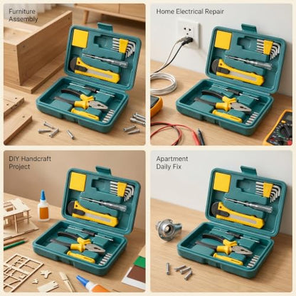 12Piece Household Set Car Toolbox Socket Wrench Auto Repair Combination Package Mixed Tool Set Hand Kit with Plastic Storage Case