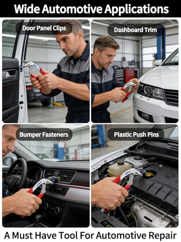 Automotive Tools Pliers Clip Removal Tool for Car Panel Fastener Push Pin Auto Door Body Plastic Trim Popper Kit Organizer Repairing Removing Channel Locks Hose Clamp Upholstery Repair Plier - color: 2pcs