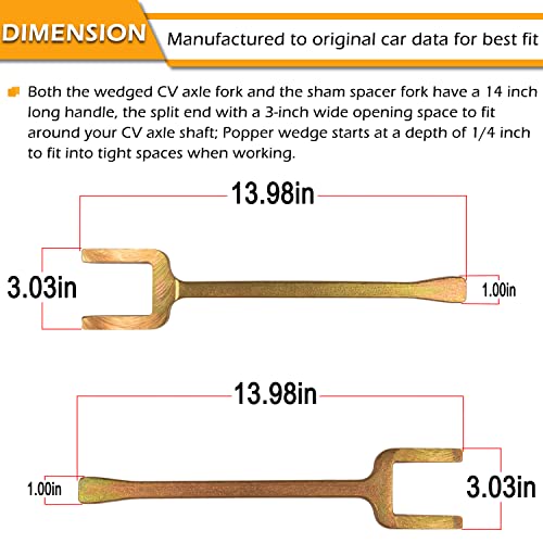 12020 Axle Popper Kit CV Axle Removal Tool CV Axle Wedge and Popper Set For Common CV Axles, Transaxles & Transmissions, Use to Break Half Shafts Loose from Transaxle, Fix Damaged CV Joints, 2 pcs