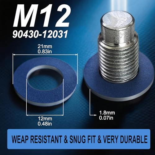 24PCS Dcoecue 90430-12031 Oil Drain Plug Gaskets | For Toyota/Lexus/Scion, Anti-Stick Blue Double-Layer Aluminum M12 Crush Washer, Reliable Oil Drain Plug Washer
