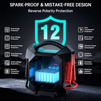 DM1264 Heavy Duty Jump Starter, 30000A Peak 12V Lithium Booster Pack for Semi Trucks, Start All for 50L Diesel and Gasoline Engines,-40°F Cold Starter, 1 Second Instant Start Dead Battery