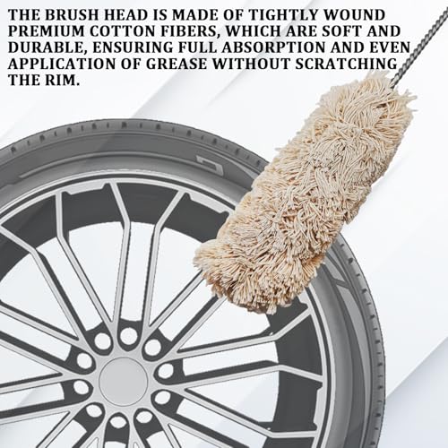 4PCS 12.5" Extra Long Handle Tire Lubricant Brush Applicator Swab Set with Tread Depth Gauge, Car Tire Lubricant Brush Universal Tire Lube Swabs Fit Most Lube Buckets for Auto Tire Changing